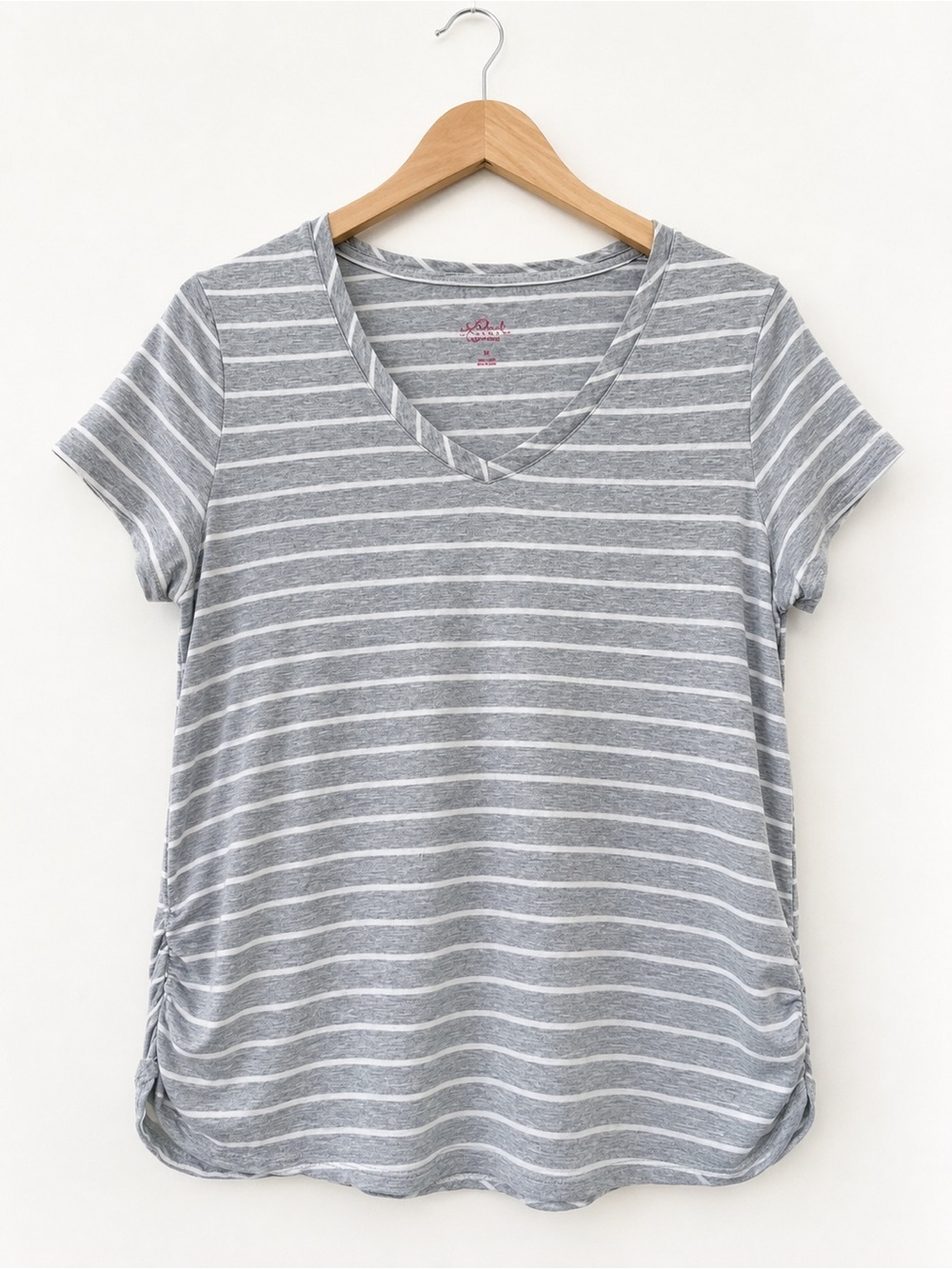 Isabel Maternity Ingrid & Isabel Striped Ruched V-Neck Top M